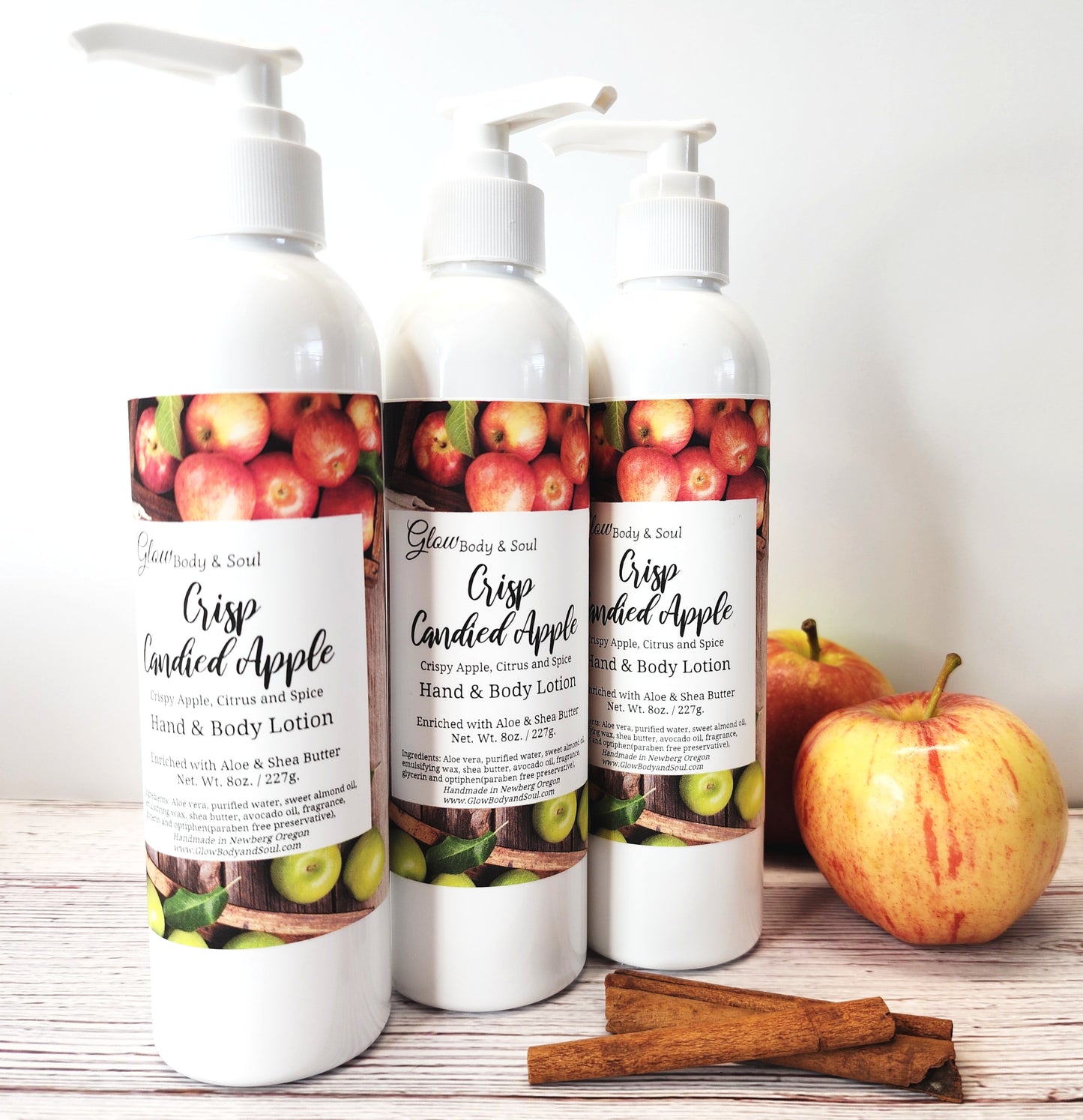 Crisp Candied Apple Aloe and Shea Butter Lotion 8 oz. Paraben Free Hand and Body Lotion