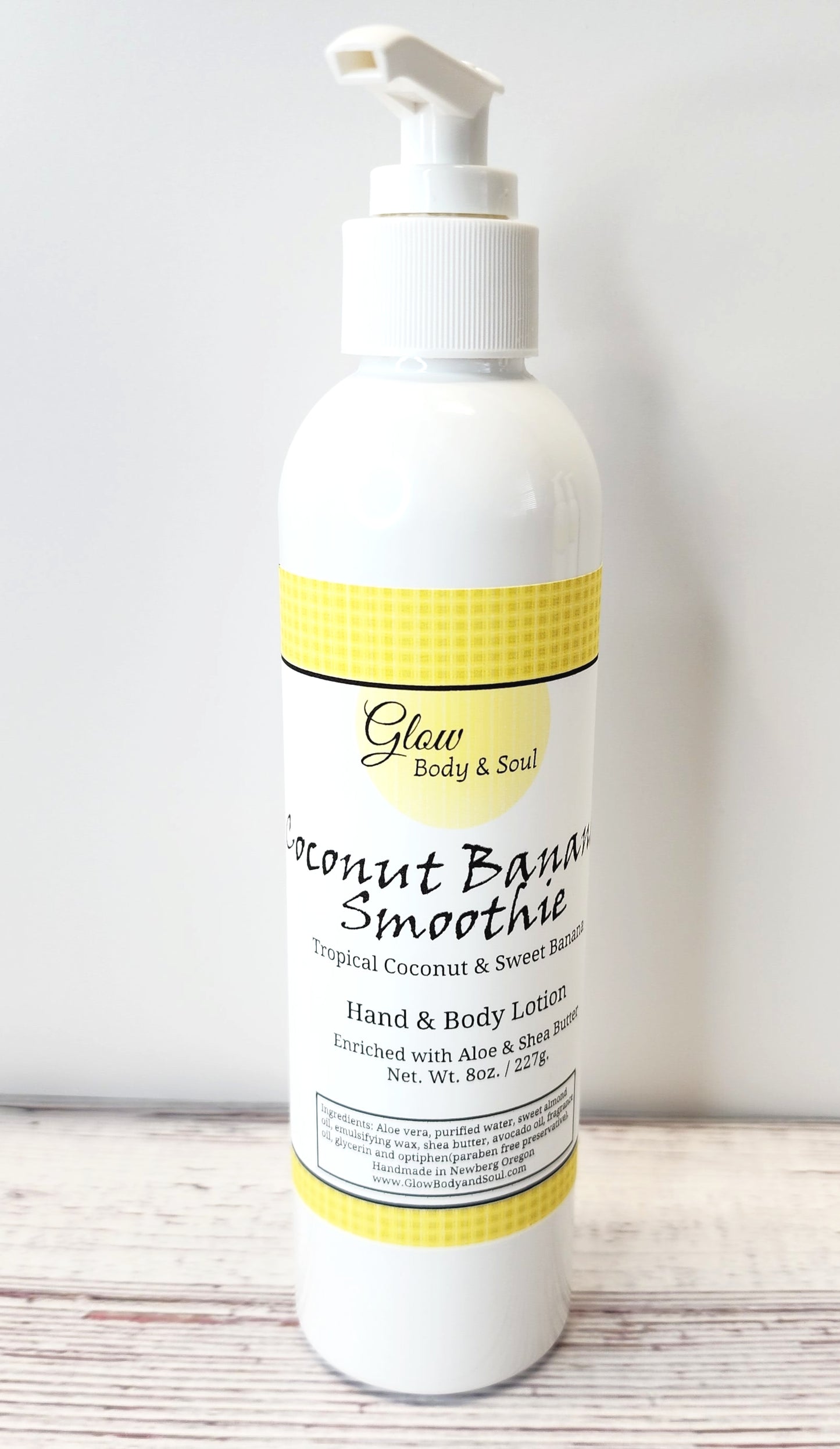 Coconut Banana Smoothie Aloe and Shea Butter Lotion 8 oz. Paraben Free Hand and Body Lotion