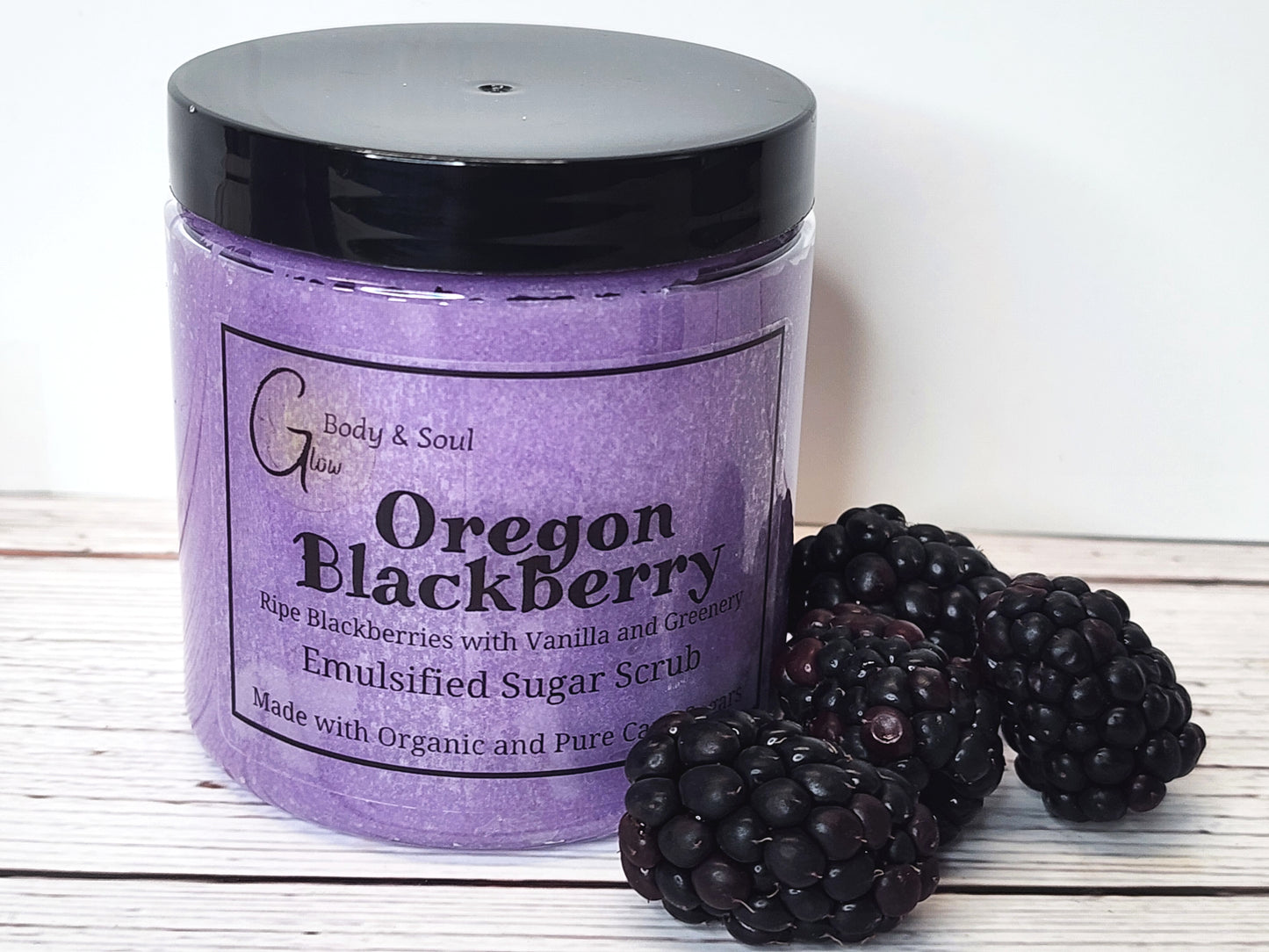 Emulsified Sugar Scrub Oregon Blackberry 10oz. Paraben Free Made with Organic and Pure Cane Sugar
