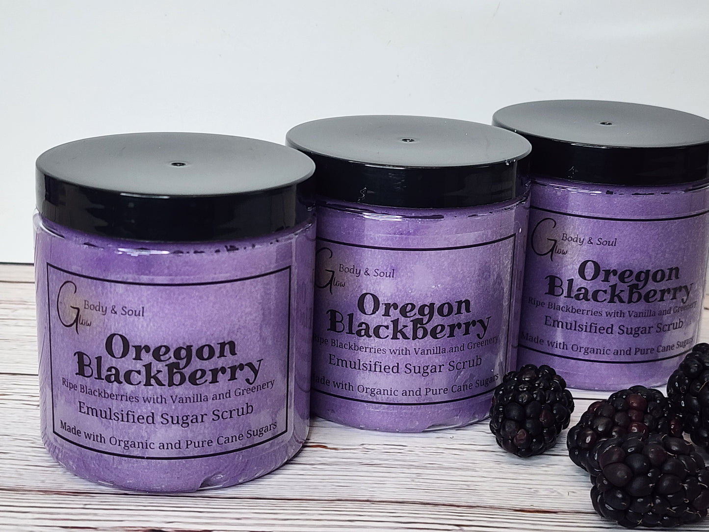 Emulsified Sugar Scrub Oregon Blackberry 10oz. Paraben Free Made with Organic and Pure Cane Sugar