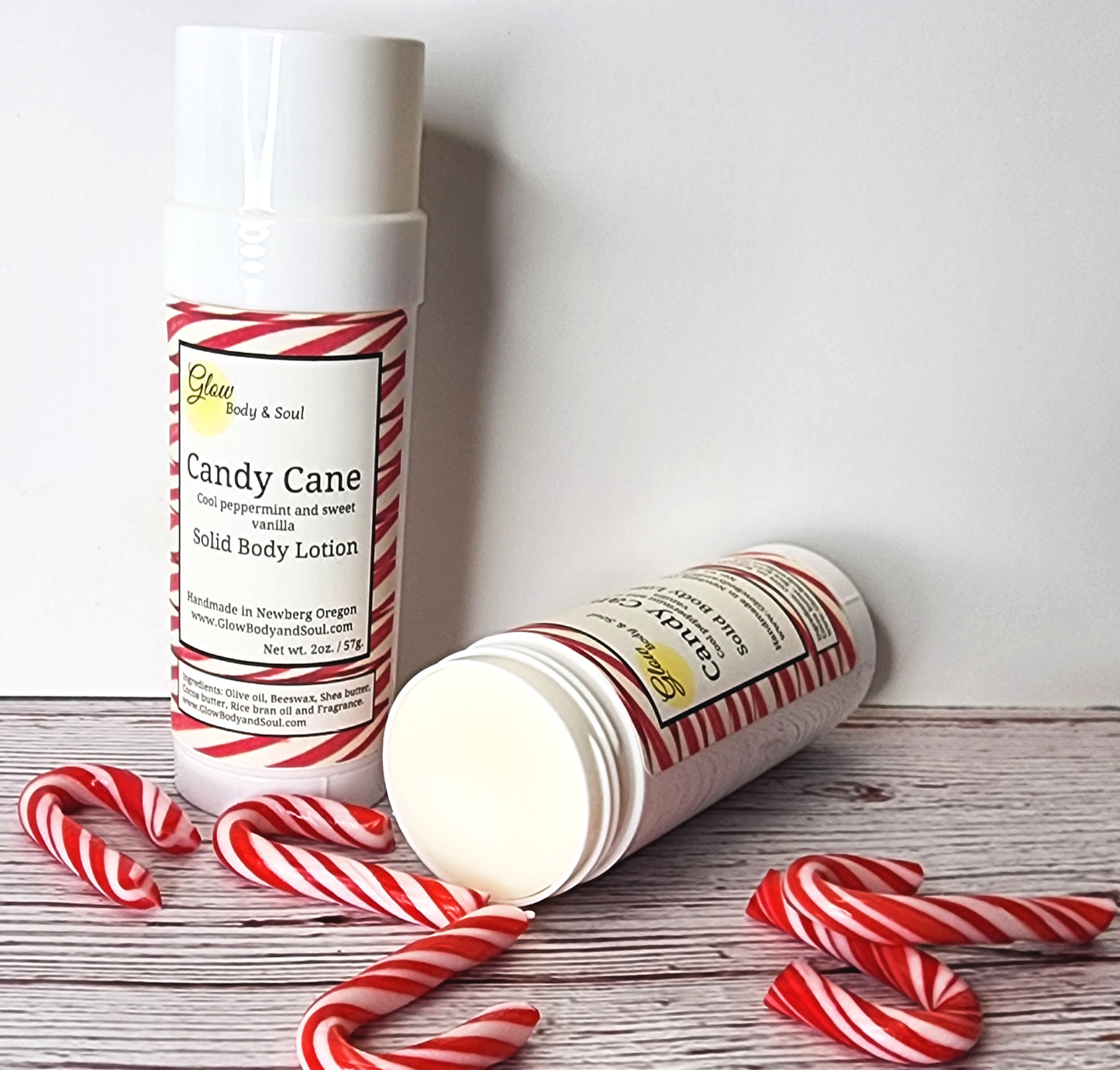 Candy Cane Solid Lotion Christmas Holiday Solid Lotion Your Choice of Fragrance and Size