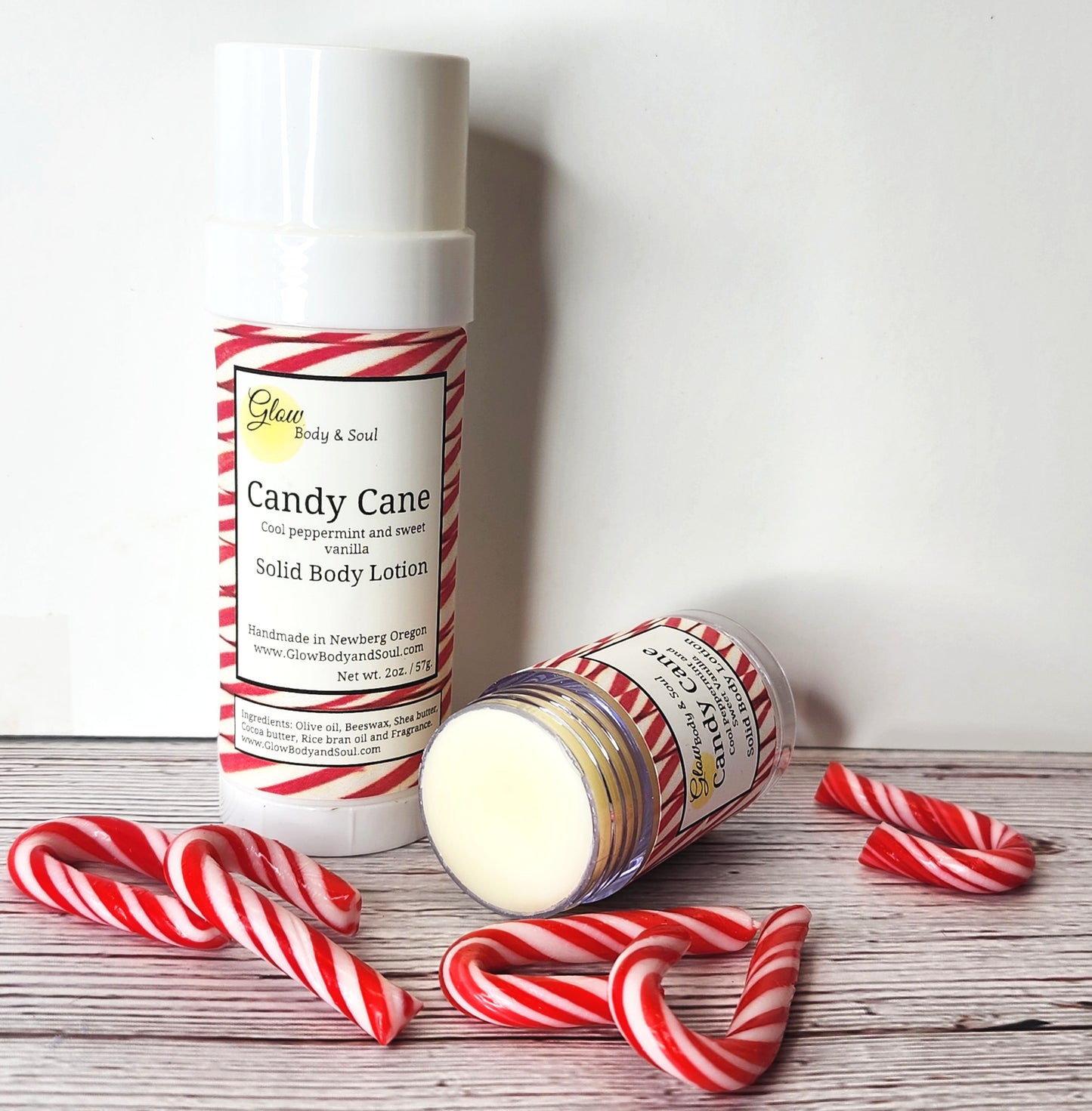 Candy Cane Solid Lotion Christmas Holiday Solid Lotion Your Choice of Fragrance and Size