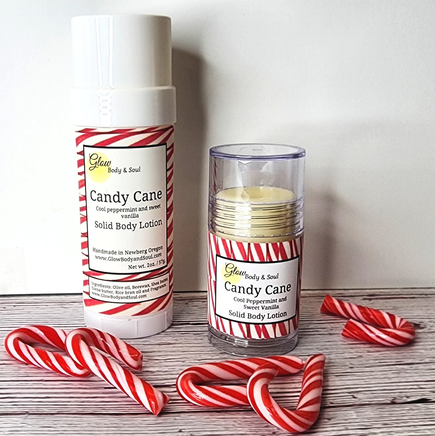 Candy Cane Solid Lotion Christmas Holiday Solid Lotion Your Choice of Fragrance and Size