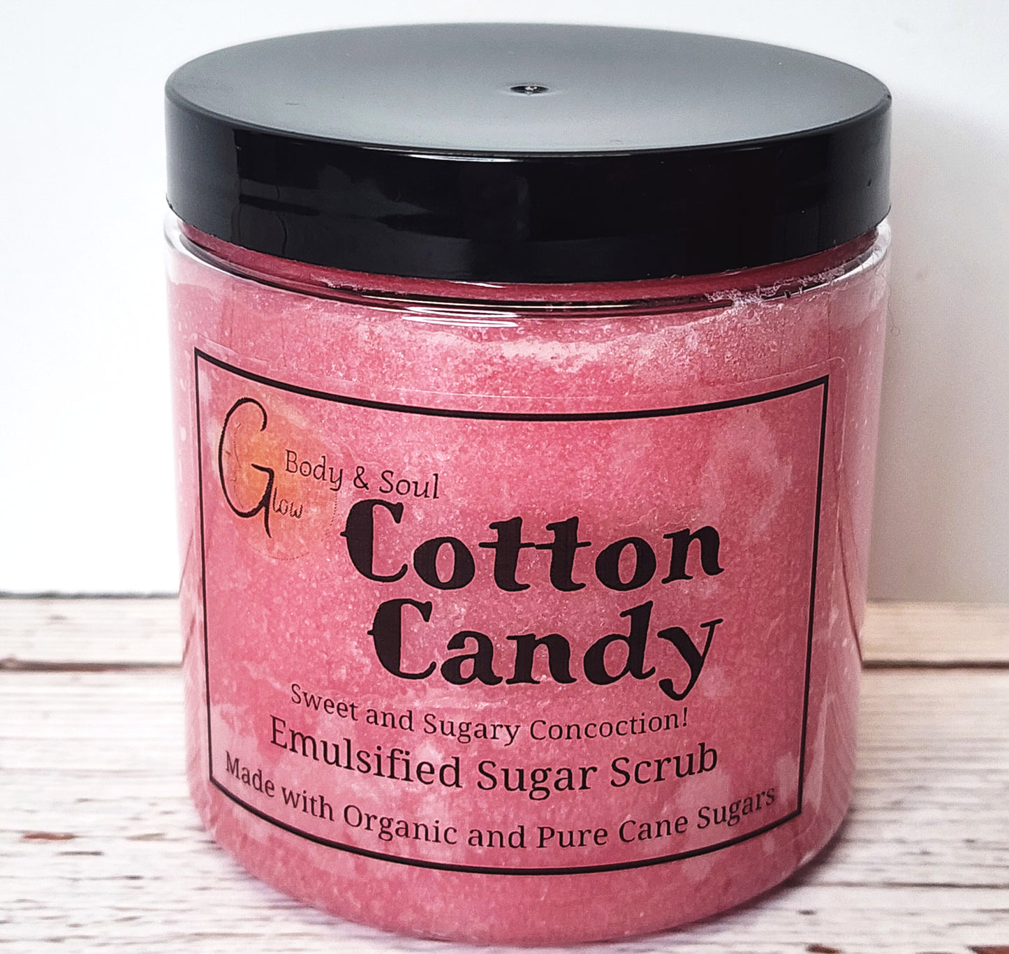 Emulsified Sugar Scrub Cotton Candy Fragrance 10oz. Paraben Free Made with Organic and Pure Cane Sugar