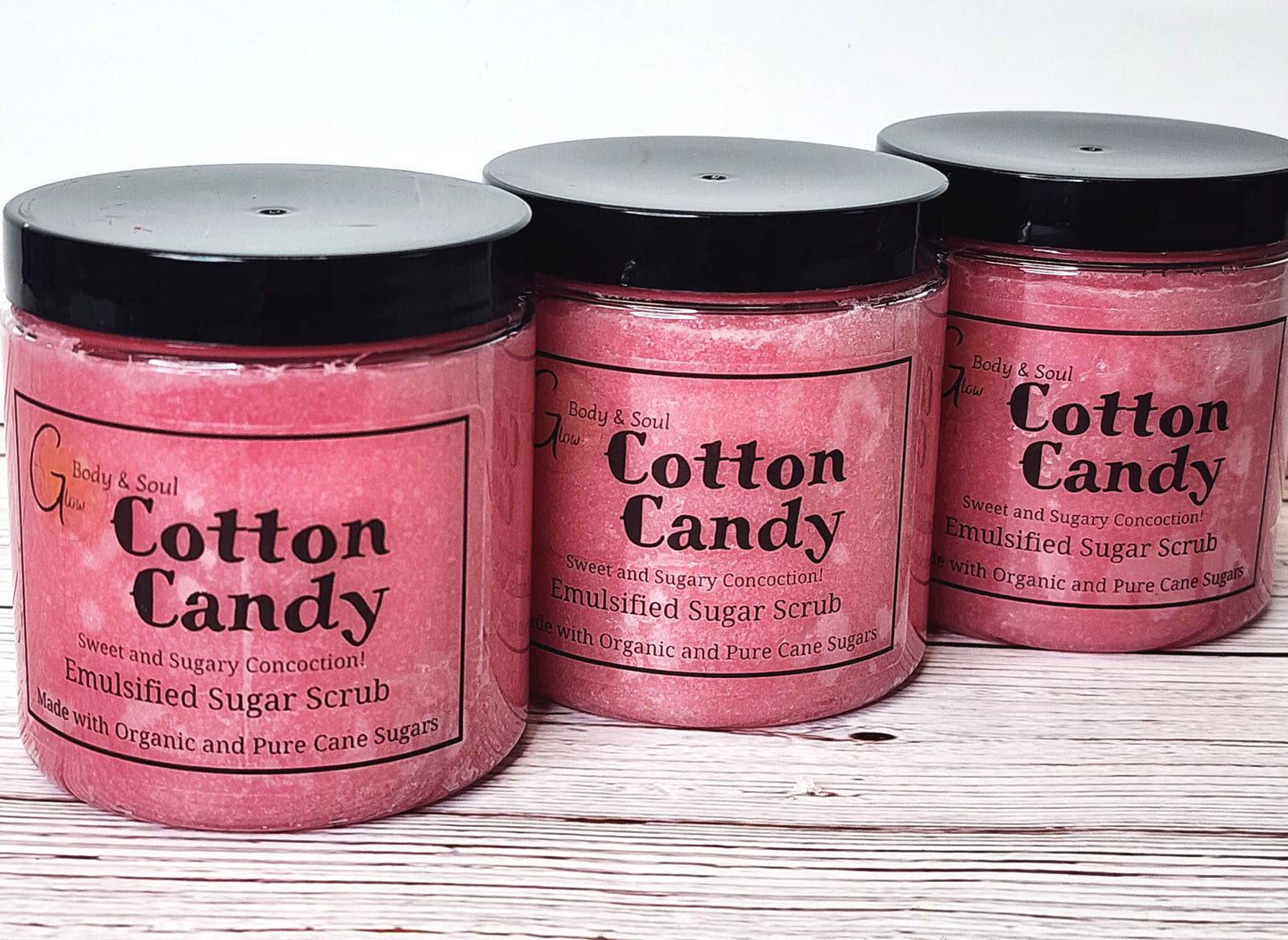 Emulsified Sugar Scrub Cotton Candy Fragrance 10oz. Paraben Free Made with Organic and Pure Cane Sugar