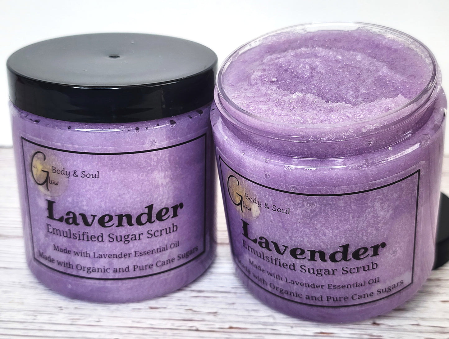 Emulsified Sugar Scrub Lavender Fragrance 10oz. Paraben Free Made with Organic and Pure Cane Sugar