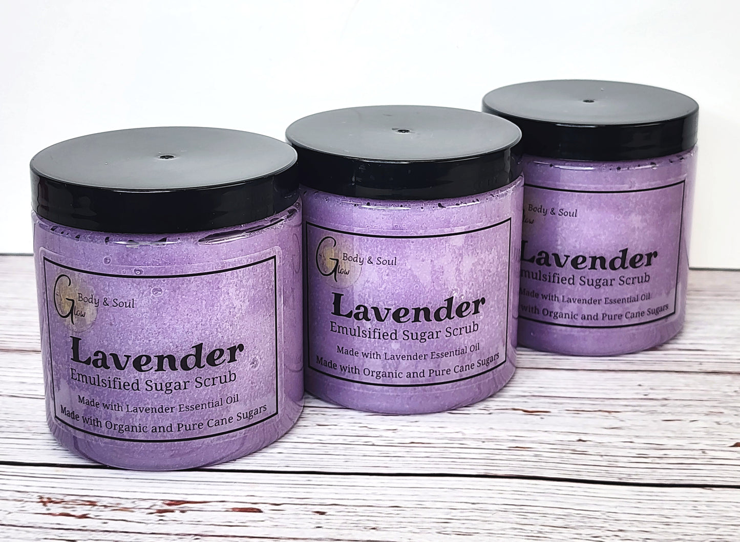 Emulsified Sugar Scrub Lavender Fragrance 10oz. Paraben Free Made with Organic and Pure Cane Sugar