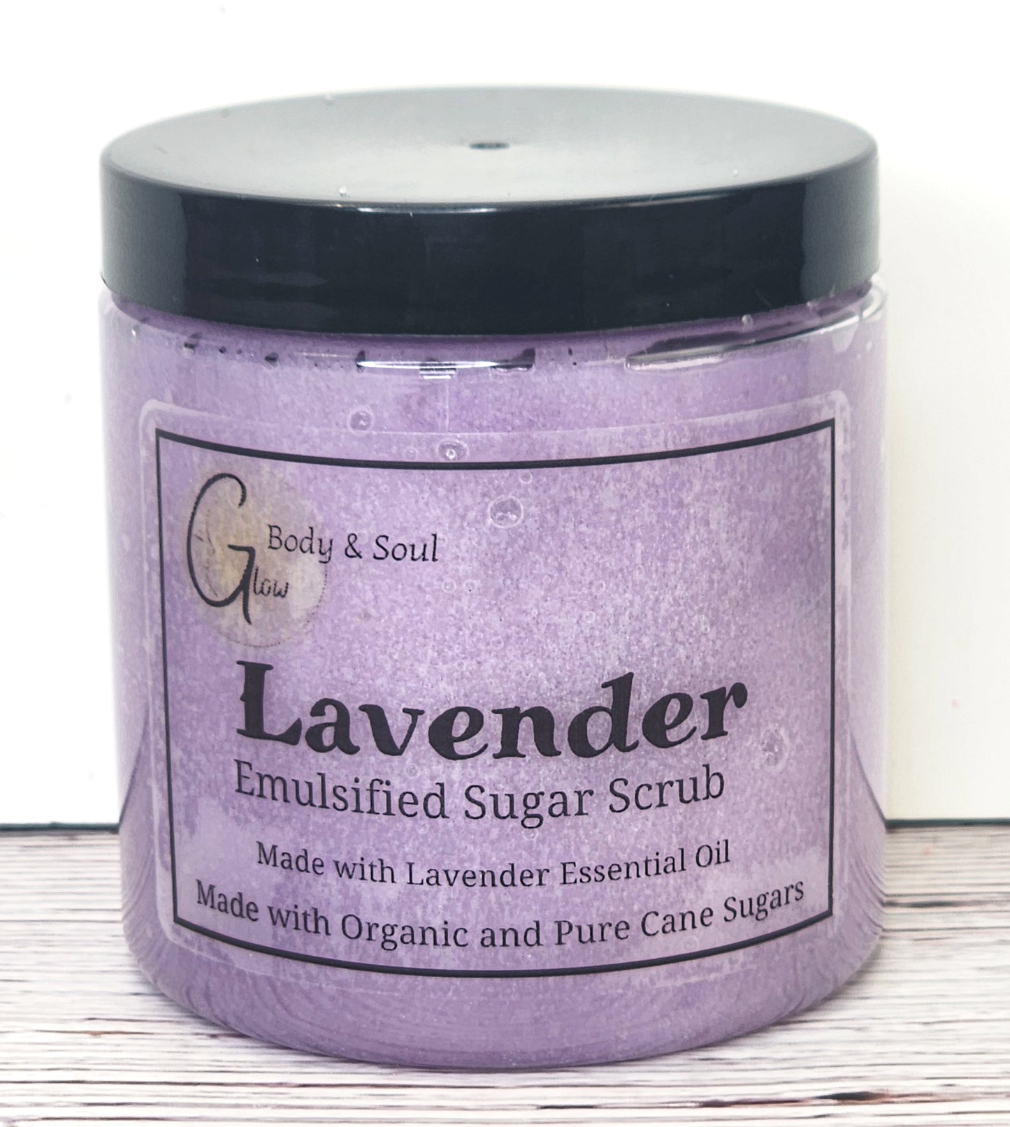 Emulsified Sugar Scrub Lavender Fragrance 10oz. Paraben Free Made with Organic and Pure Cane Sugar