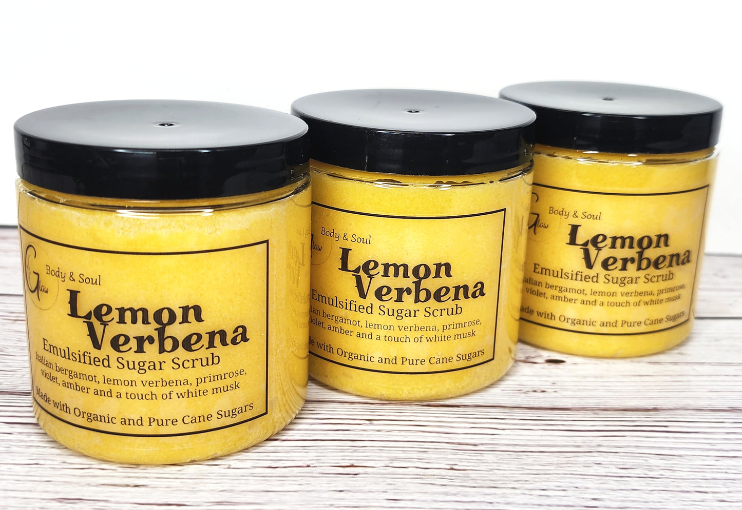 Emulsified Sugar Scrub Lemon Verbena Fragrance 10oz. Paraben Free Made with Organic and Pure Cane Sugar