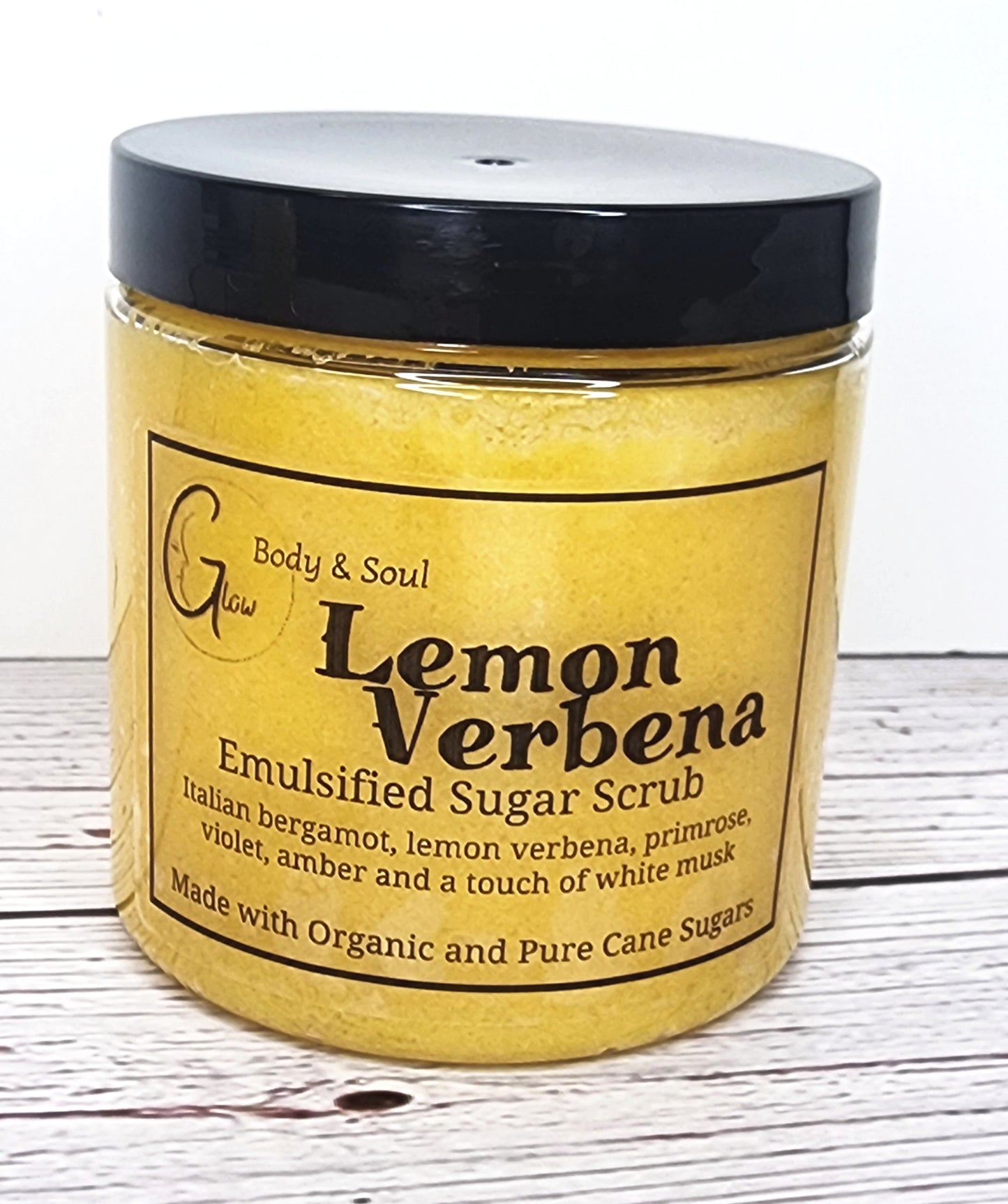 Emulsified Sugar Scrub Lemon Verbena Fragrance 10oz. Paraben Free Made with Organic and Pure Cane Sugar