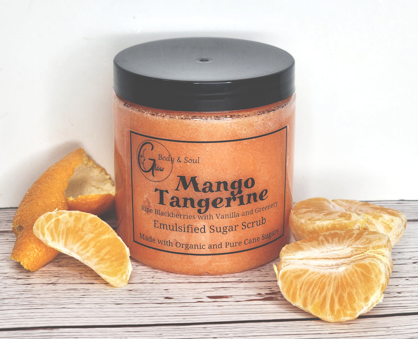 Emulsified Sugar Scrub Mango Tangerine Fragrance 10oz. Paraben Free Made with Organic and Pure Cane Sugar