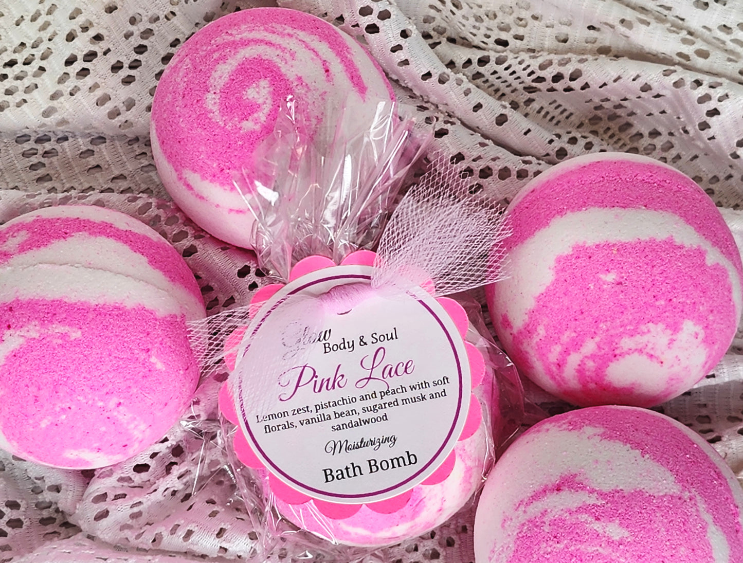 Pink Lace Bath Bomb Fizzy Moisturizing Bath Bomb