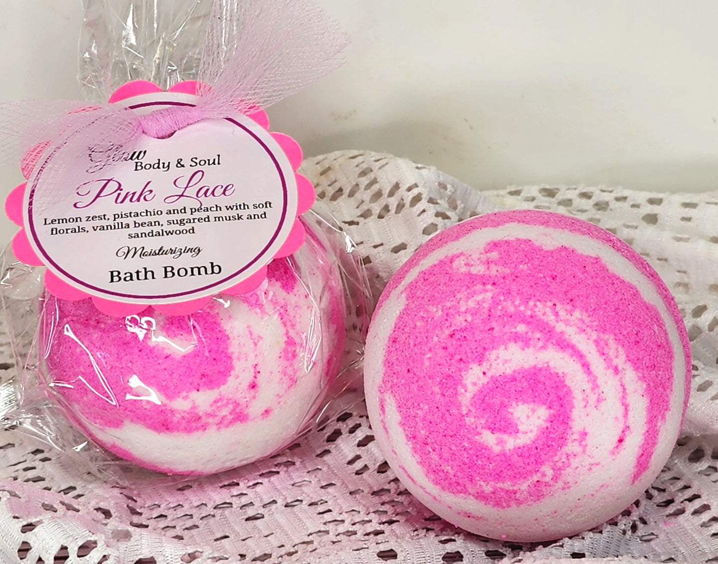 Pink Lace Bath Bomb Fizzy Moisturizing Bath Bomb