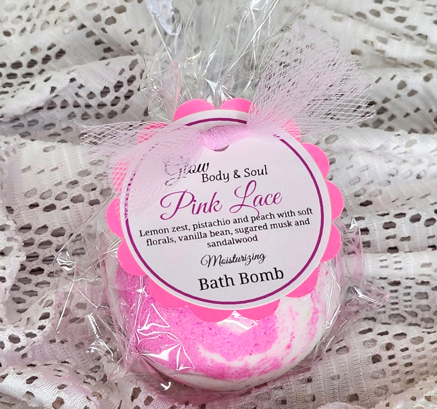 Pink Lace Bath Bomb Fizzy Moisturizing Bath Bomb