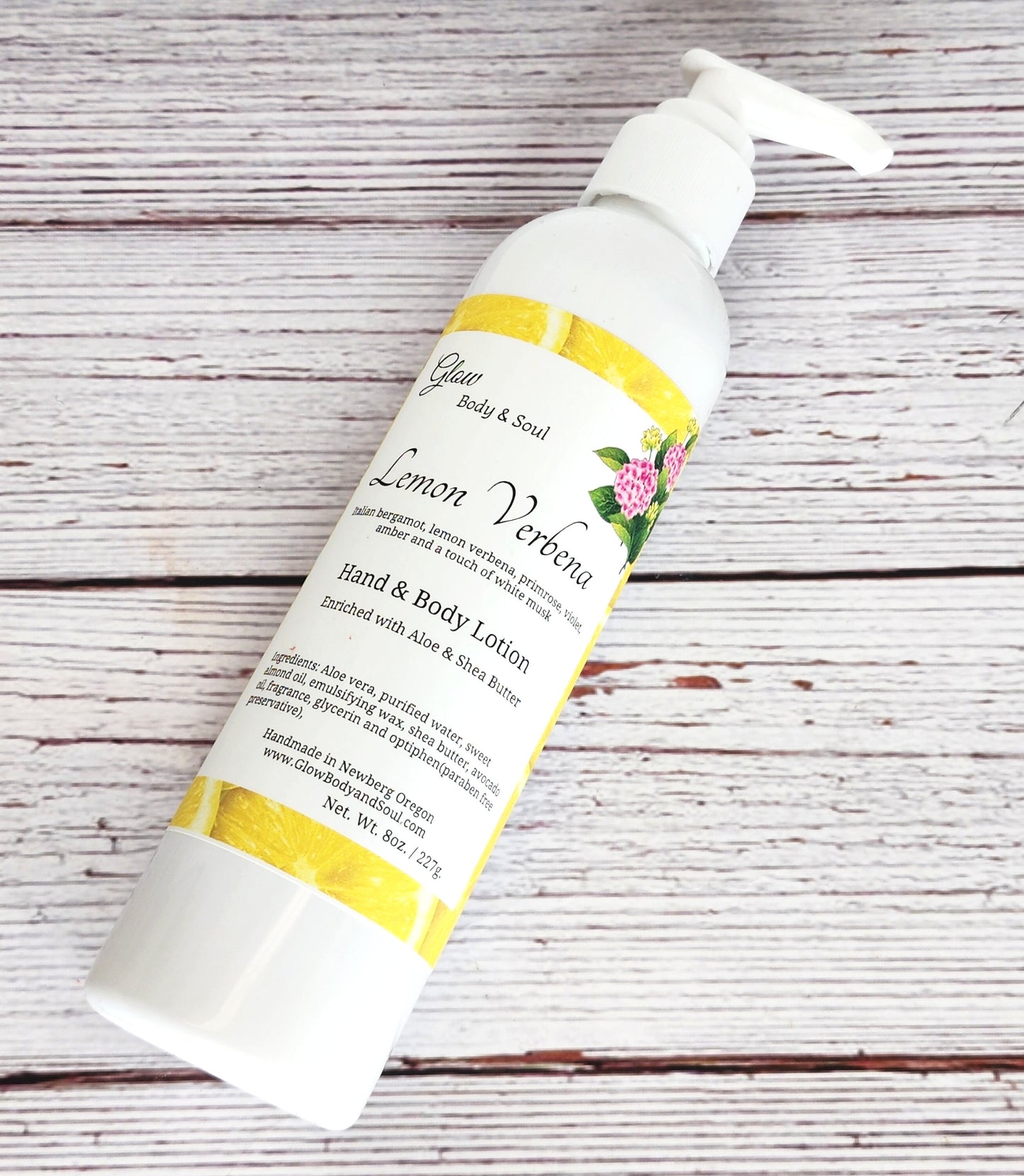 Lemon Verbena Aloe and Shea Butter Lotion 8 oz. Paraben Free Hand and Body Lotion