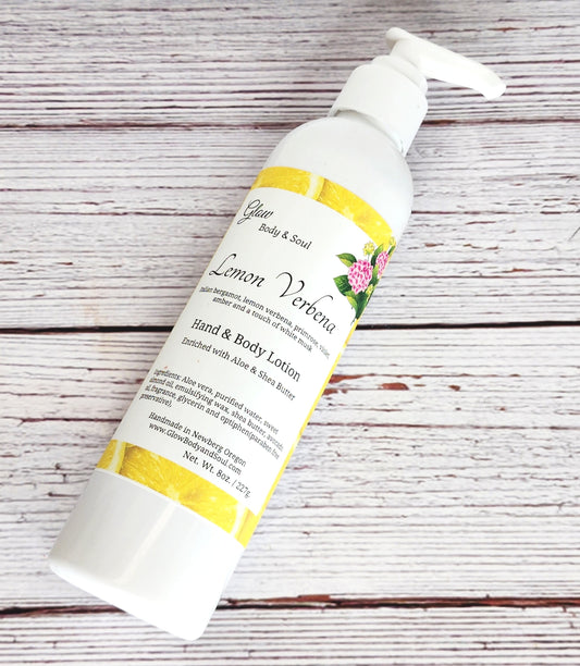 Lemon Verbena Aloe and Shea Butter Lotion 8 oz. Paraben Free Hand and Body Lotion
