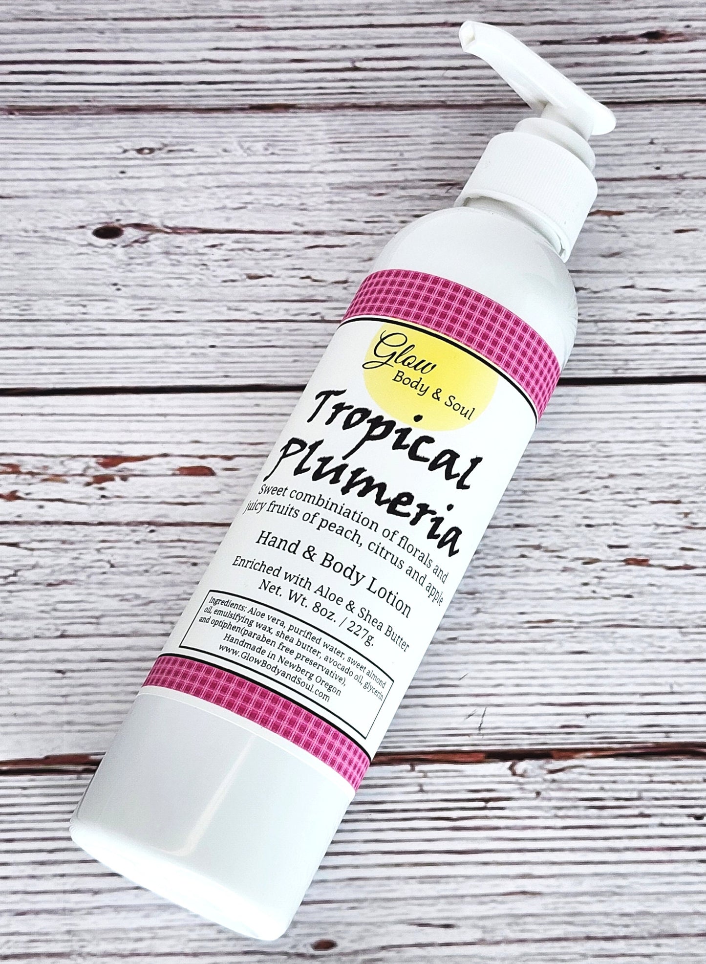 Tropical Plumeria Aloe and Shea Butter Lotion 8 oz. Paraben Free Hand and Body Lotion