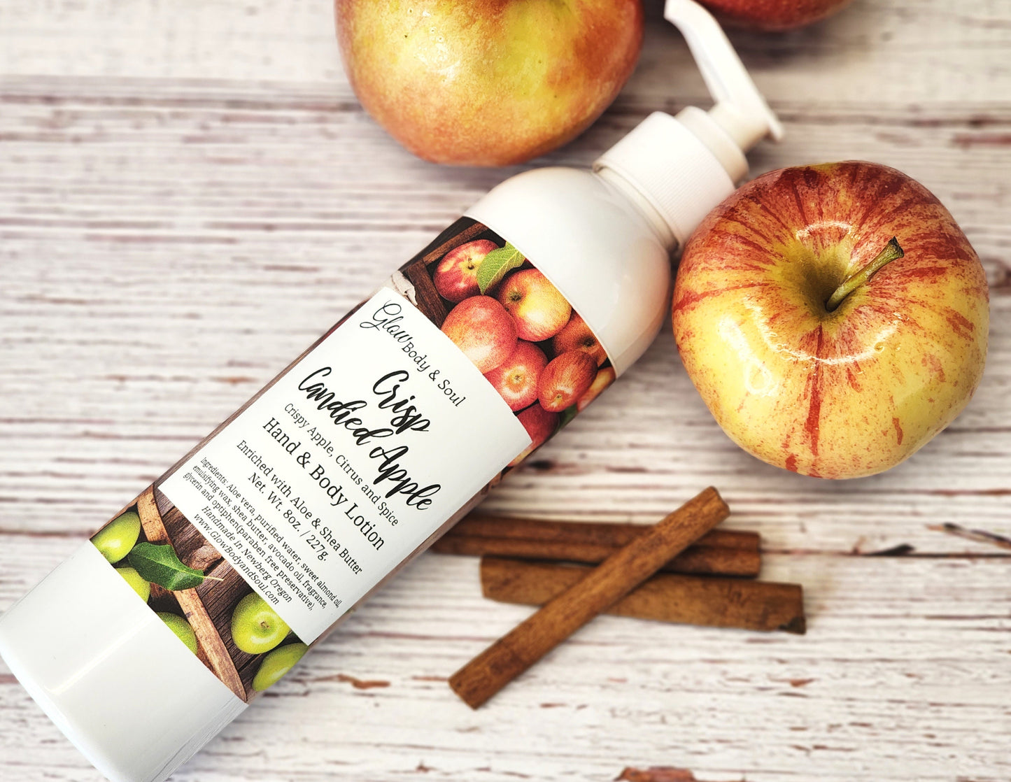 Crisp Candied Apple Aloe and Shea Butter Lotion 8 oz. Paraben Free Hand and Body Lotion