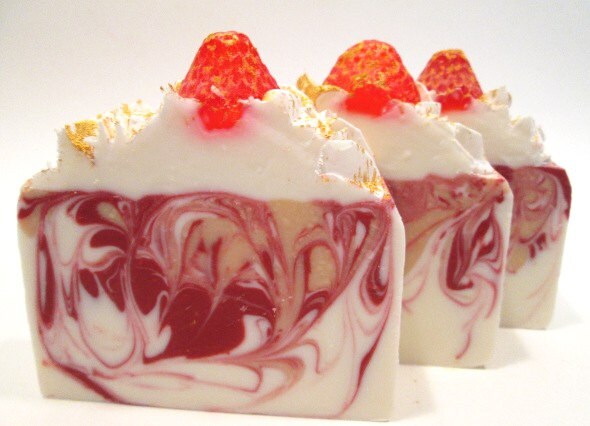 Champagne and Strawberries Soap Handmade Cold Process Vegan Soap