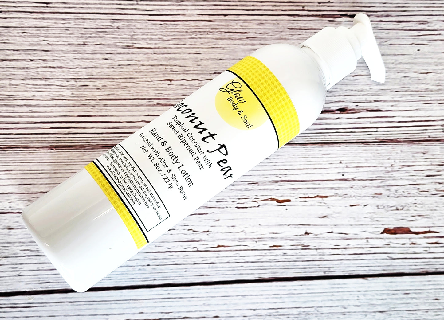 Coconut Pear Aloe and Shea Butter Lotion 8 oz. Paraben Free Hand and Body Lotion