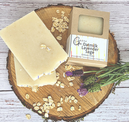 Oatmilk Lavender and Sage Natural Palm Free Handmade Vegan Soap