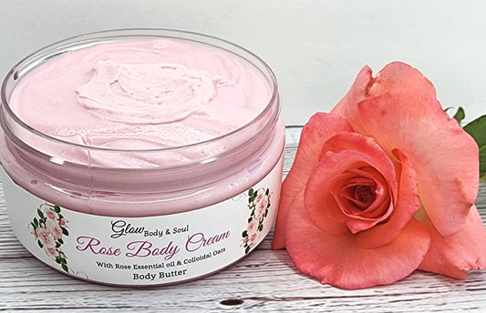 Rose Essential Oil Body Cream Whipped Body Butter Paraben Free 8oz Body Butter