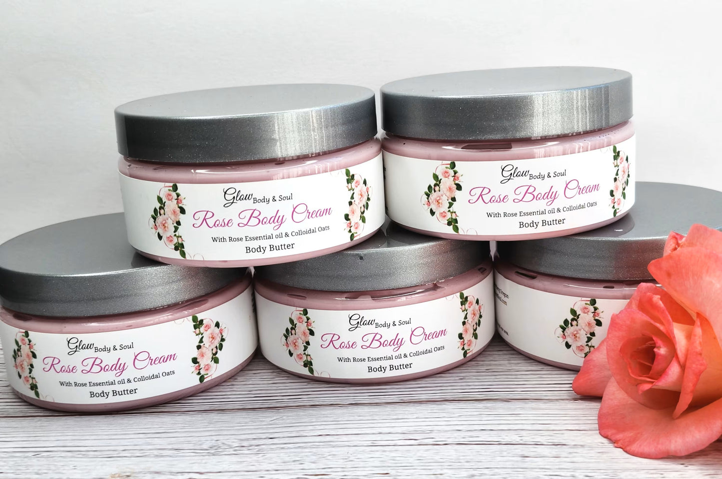 Rose Essential Oil Body Cream Whipped Body Butter Paraben Free 8oz Body Butter