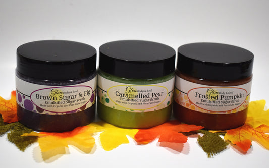 Fall Emulsified Sugar Scrubs 7.50oz. Paraben Free Choice of Sugar Scrubs Pumpkin Sugar Scrub