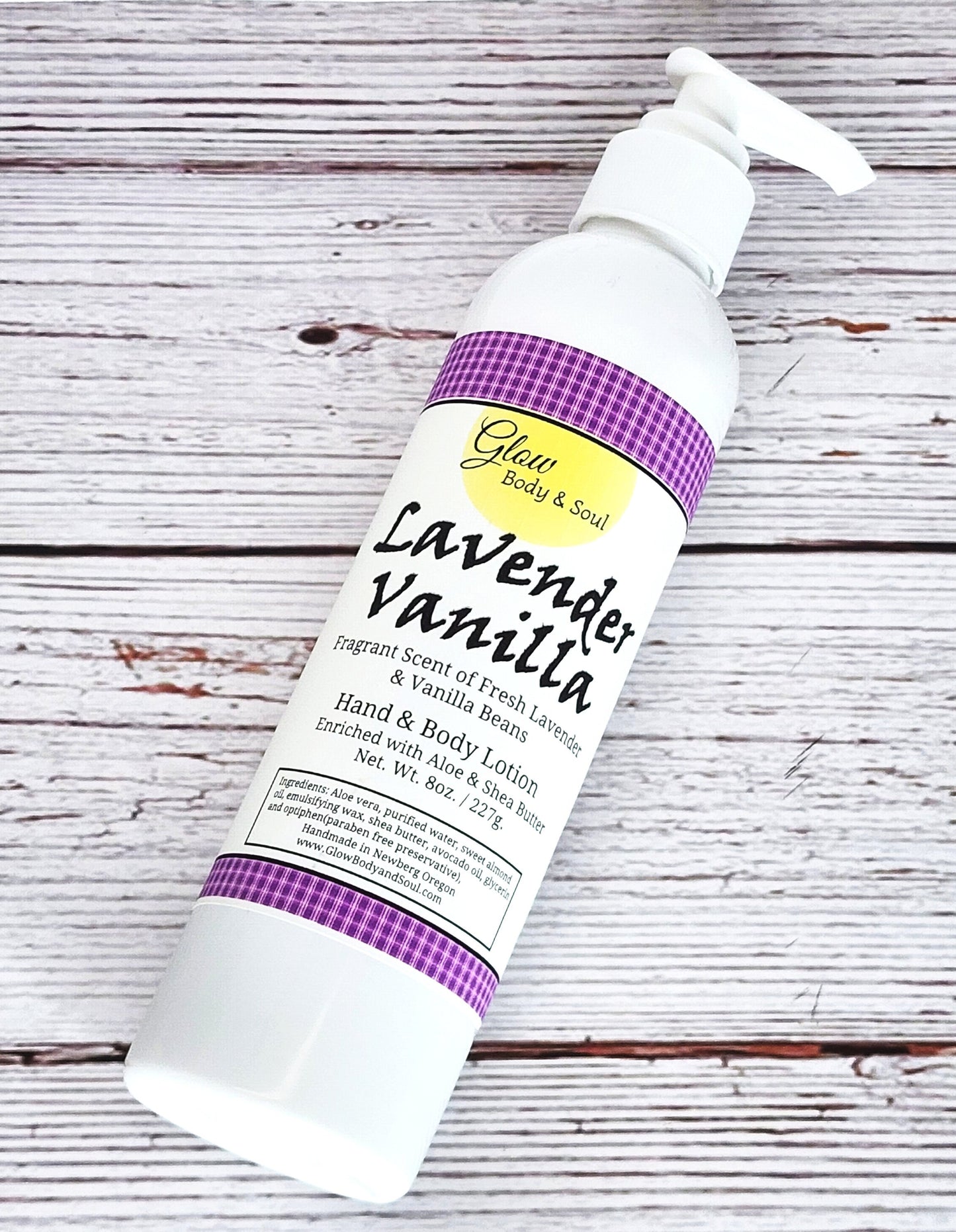 Lavender Vanilla Aloe and Shea Butter Lotion 8 oz. Paraben Free Hand and Body Lotion