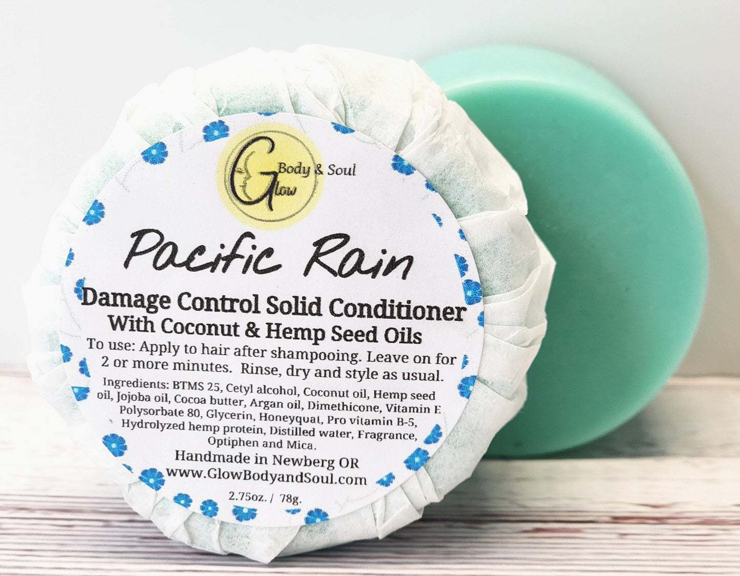 Solid Hair Conditioner Bar Pacific Rain | Hemp seed conditioner Damage Control | Minimal Packaging Hair Conditioner Bar